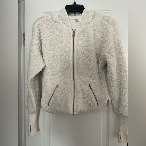 ATHLETA Women’s XXS Cozy Sherpa Reversible Cream Full Zip Jacket Hoodie - Picture 2 of 7